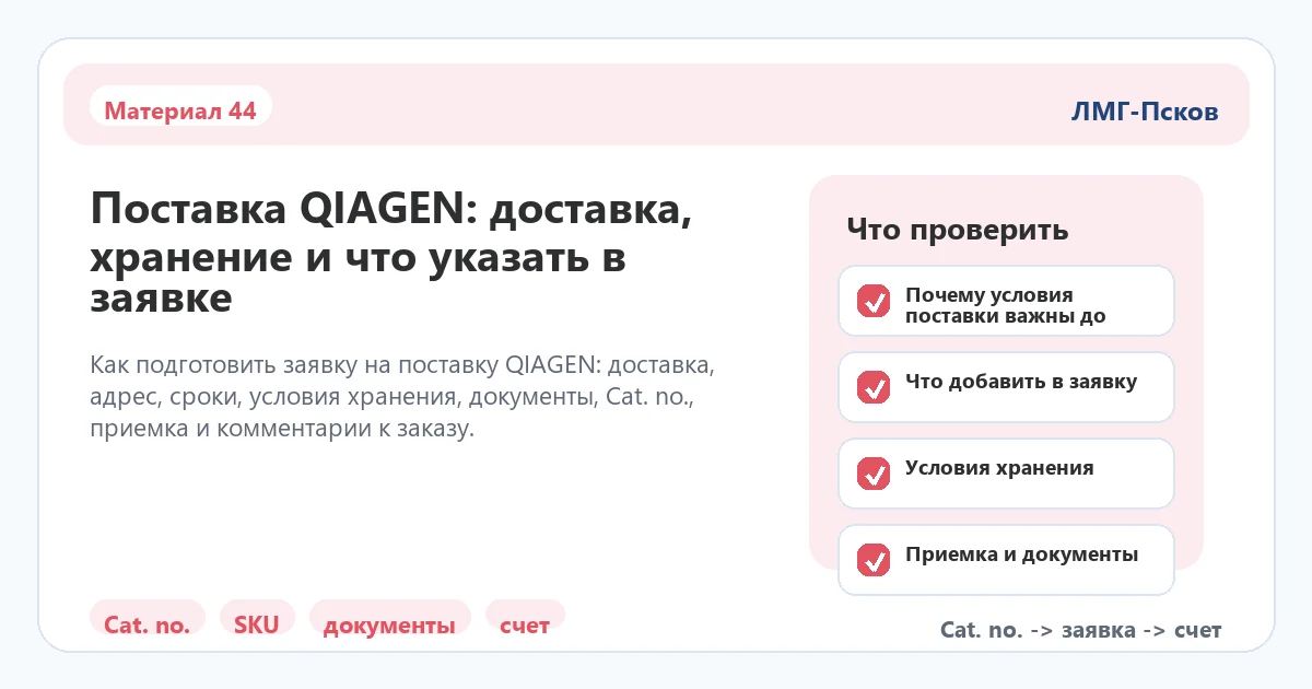 Инфографика к статье: Поставка QIAGEN: доставка, хранение и что указать в заявке