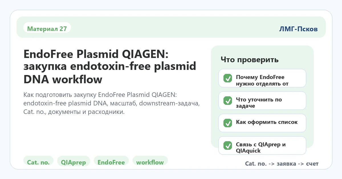 Инфографика к статье: EndoFree Plasmid QIAGEN: закупка endotoxin-free plasmid DNA workflow