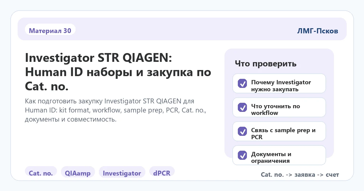 Инфографика к статье: Investigator STR QIAGEN: Human ID наборы и закупка по Cat. no.