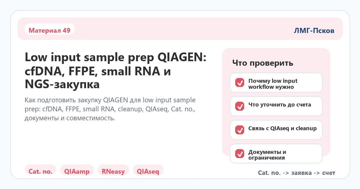 Инфографика к статье: Low input sample prep QIAGEN: cfDNA, FFPE, small RNA и NGS-закупка