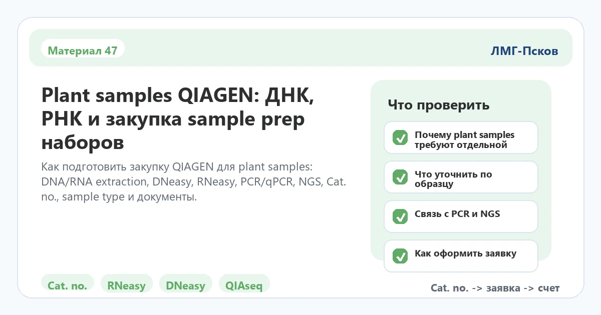 Инфографика к статье: Plant samples QIAGEN: ДНК, РНК и закупка sample prep наборов