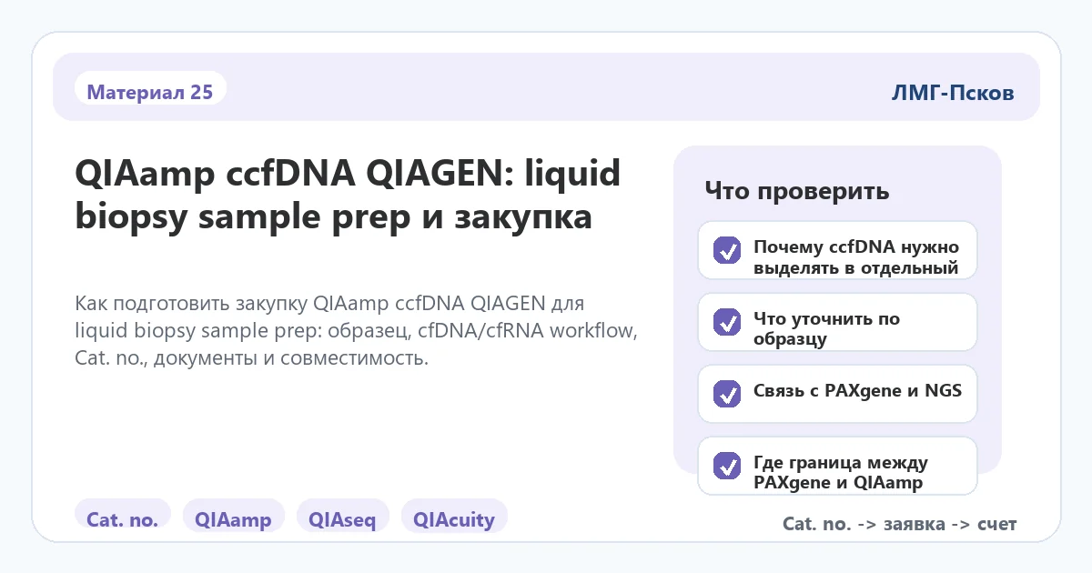 Инфографика к статье: QIAamp ccfDNA QIAGEN: liquid biopsy sample prep и закупка