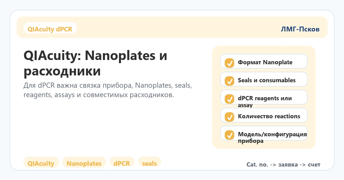 Чек-лист QIAcuity dPCR Nanoplates seals reagents assays и расходников