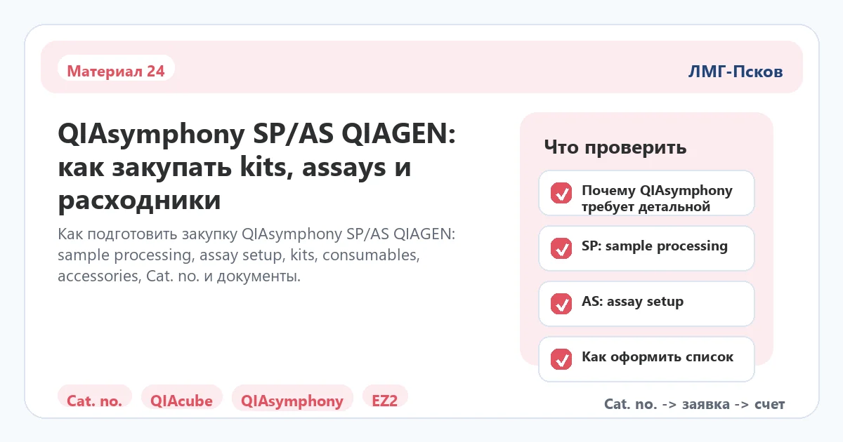 Инфографика к статье: QIAsymphony SP/AS QIAGEN: как закупать kits, assays и расходники
