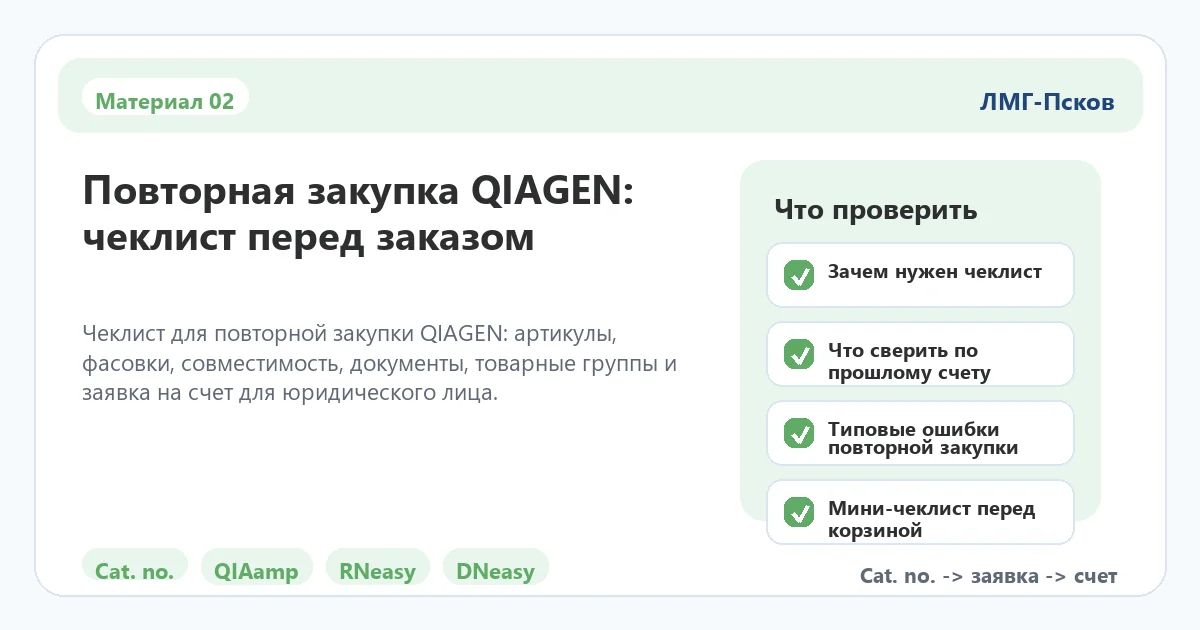 Инфографика к статье: Повторная закупка QIAGEN: чеклист перед заказом