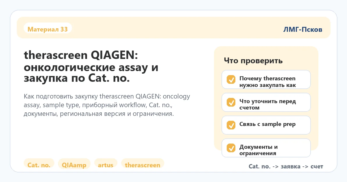 Инфографика к статье: therascreen QIAGEN: онкологические assay и закупка по Cat. no.