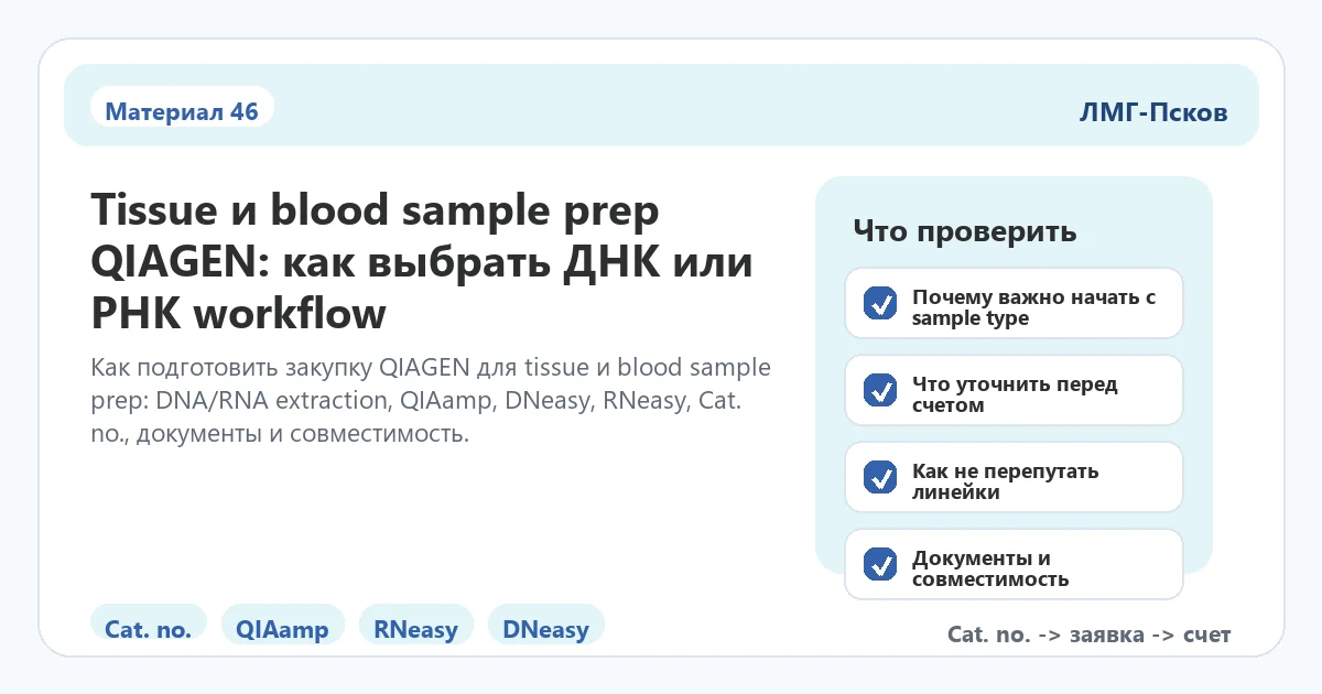 Инфографика к статье: Tissue и blood sample prep QIAGEN: как выбрать ДНК или РНК workflow